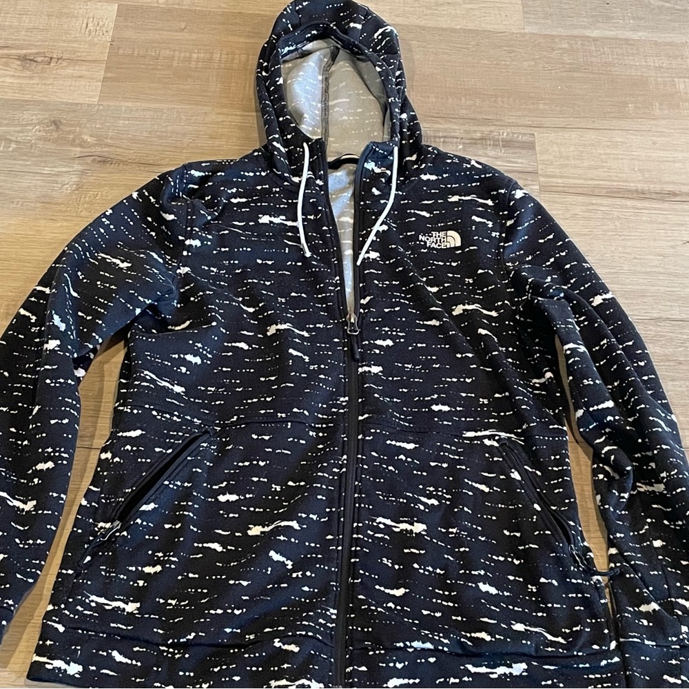 The North Face Black White Splatter Cinder Hoodie Full Zip Jacket- Women M